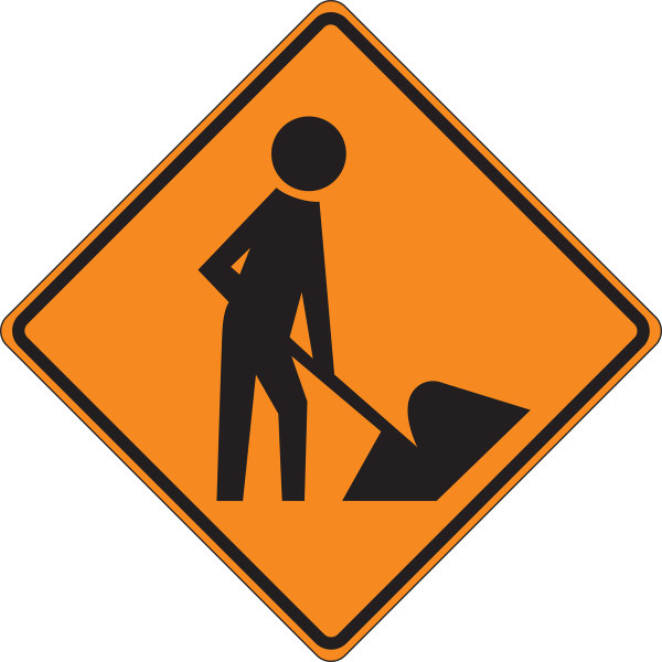 Roll-Up Construction Sign, (Worker Symbol), 36" x 36", Mesh Vinyl