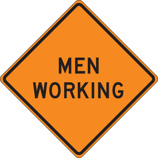 Roll-Up Construction Sign, MEN WORKING, 36" x 36", Mesh Vinyl