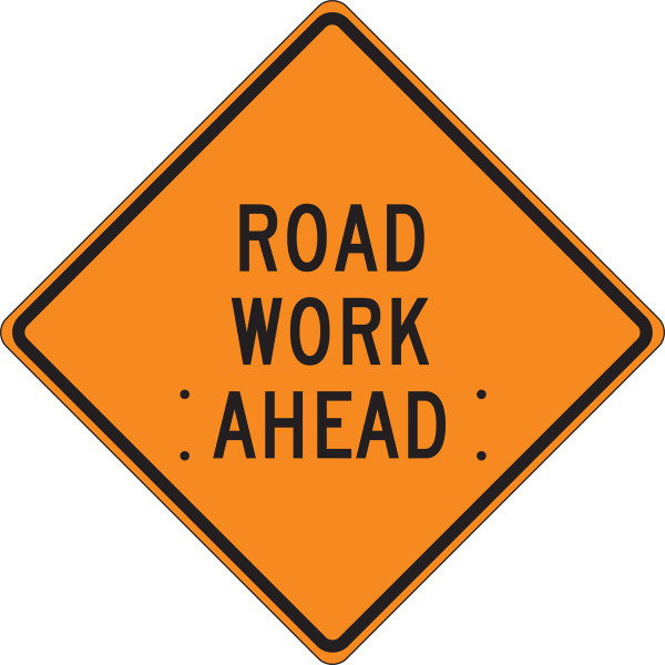 Roll-Up Construction Sign, ROAD WORK AHEAD, 36" x 36", Mesh Vinyl