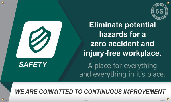 SAFETY ELIMINATE POTENTIAL HAZARDS FOR A ZERO ACCIDENT AND INJURY-FREE WORKPLACE, 3-ft. x 5-ft., Reinforced Vinyl