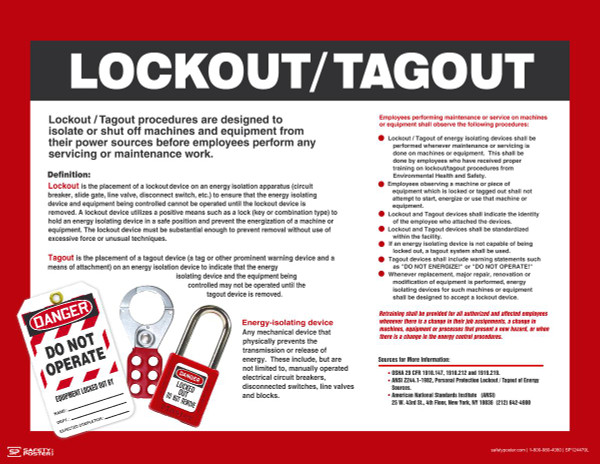 LOCKOUT TAGOUT, 17" x 22", Laminated Plastic
