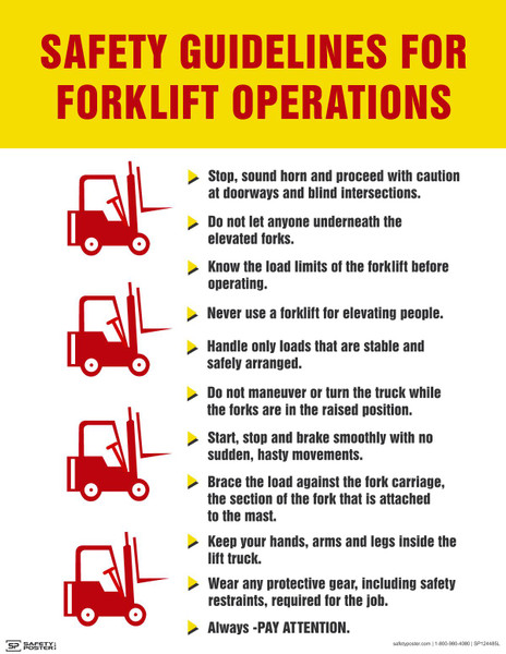 SAFETY GUIDELINES FOR FORKLIFT OPERATIONS, 22" x 17", Laminated Plastic