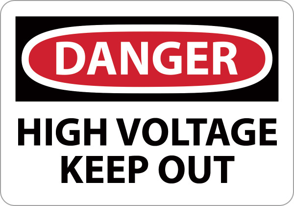 Safety Sign, DANGER HIGH VOLTAGE KEEP OUT, 10" x 14", Aluminum
