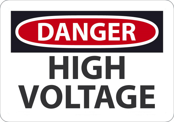 Safety Sign, DANGER HIGH VOLTAGE, 7" x 10", Adhesive Vinyl