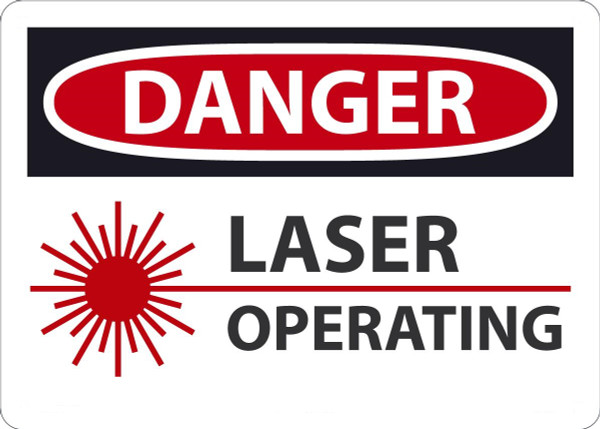 Safety Sign, DANGER LASER OPERATING (Graphic), 10" x 14", Plastic