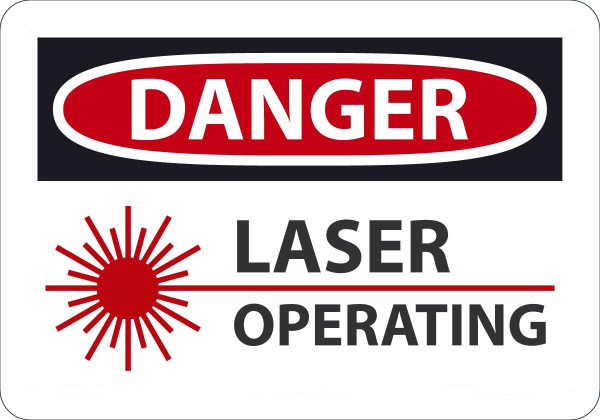 Safety Sign, DANGER LASER OPERATING (Graphic), 7" x 10", Plastic