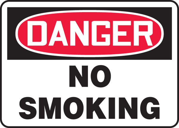 Safety Sign, DANGER NO SMOKING, 10" x 14", Plastic