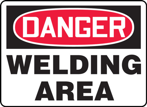 Safety Sign, DANGER WELDING AREA, 7" x 10", Aluminum