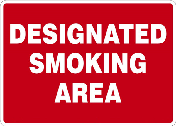 Safety Sign, DESIGNATED SMOKING AREA, 10" x 14", Aluminum