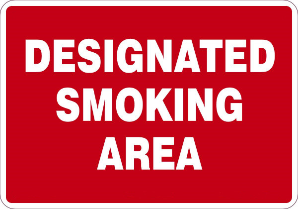 Safety Sign, DESIGNATED SMOKING AREA, 7" x 10", Aluminum