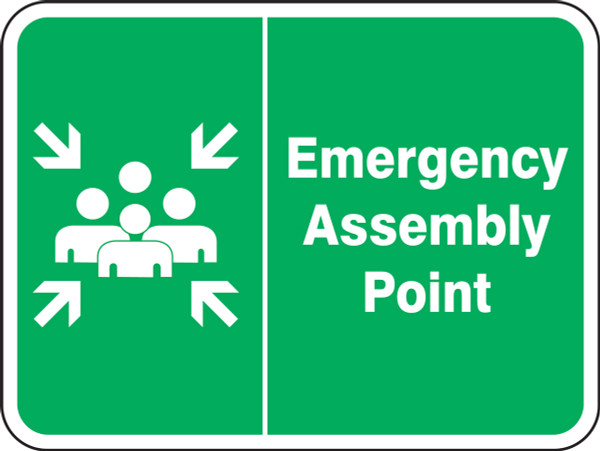 Safety Sign, EMERGENCY ASSEMBLY POINT (Graphic), 18" x 24", Engineer Grade Reflective Aluminum