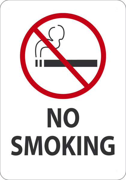 Safety Sign, NO SMOKING (Graphic), 10" x 7", Plastic