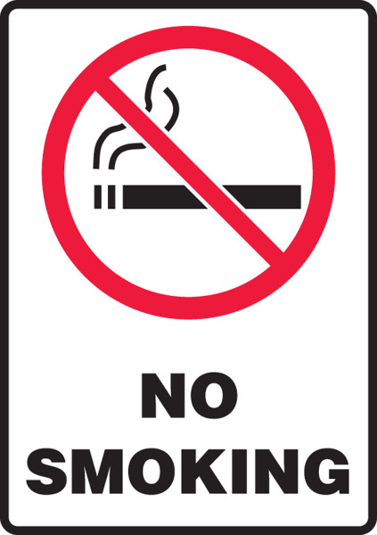 Safety Sign, NO SMOKING (Graphic), 14" x 10", Plastic