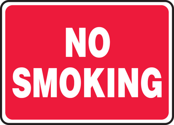 Safety Sign, NO SMOKING, 10" x 14", Plastic