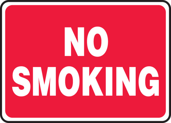 Safety Sign, NO SMOKING, 7" x 10", Plastic