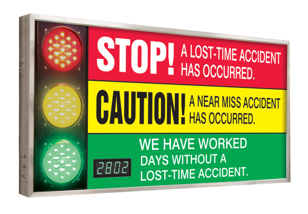 Signal Digi-Day Electronic Scoreboard, Standard Style, STOP A LOST-TIME ACCIDENT HAS OCCURRED WE HAVE WORKED, 3-ft. x 6-ft., Plastic/Aluminum