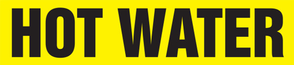 Snap Tite Pipe Marker, HOT WATER, Fits 3/4" to 1-1/4" Pipe Diameter, Vinyl Plastic, Black/Yellow