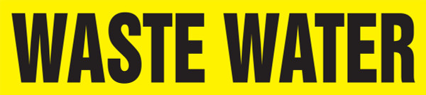Snap Tite Pipe Marker, WASTE WATER, Fits 2-1/2 to 3 Pipe Diameter, Vinyl Plastic, Black/Yellow
