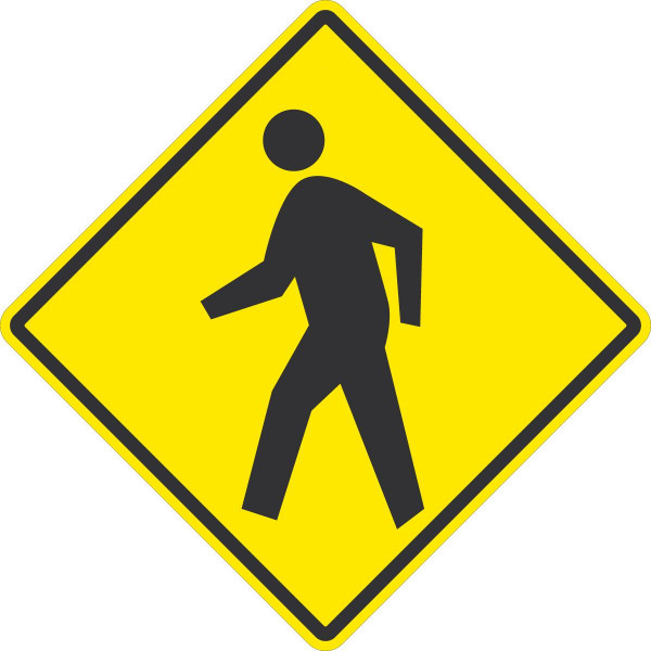 Traffic Sign, (Pedestrian Crossing Symbol), 30" x 30", Engineer Grade Reflective Aluminum