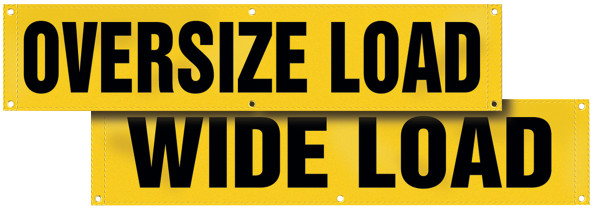 Transportation Banner, OVERSIZE LOAD/WIDE LOAD (Double-sided), 12" x 72", Vinyl