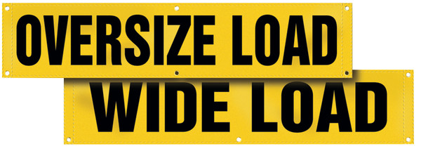 Transportation Banner, OVERSIZE LOAD/WIDE LOAD (Double-sided), 18" x 84", Vinyl