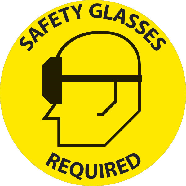 Walk-On Slip-Gard Floor Sign, SAFETY GLASSES REQUIRED, 17" x 17", Textured Adhesive Vinyl