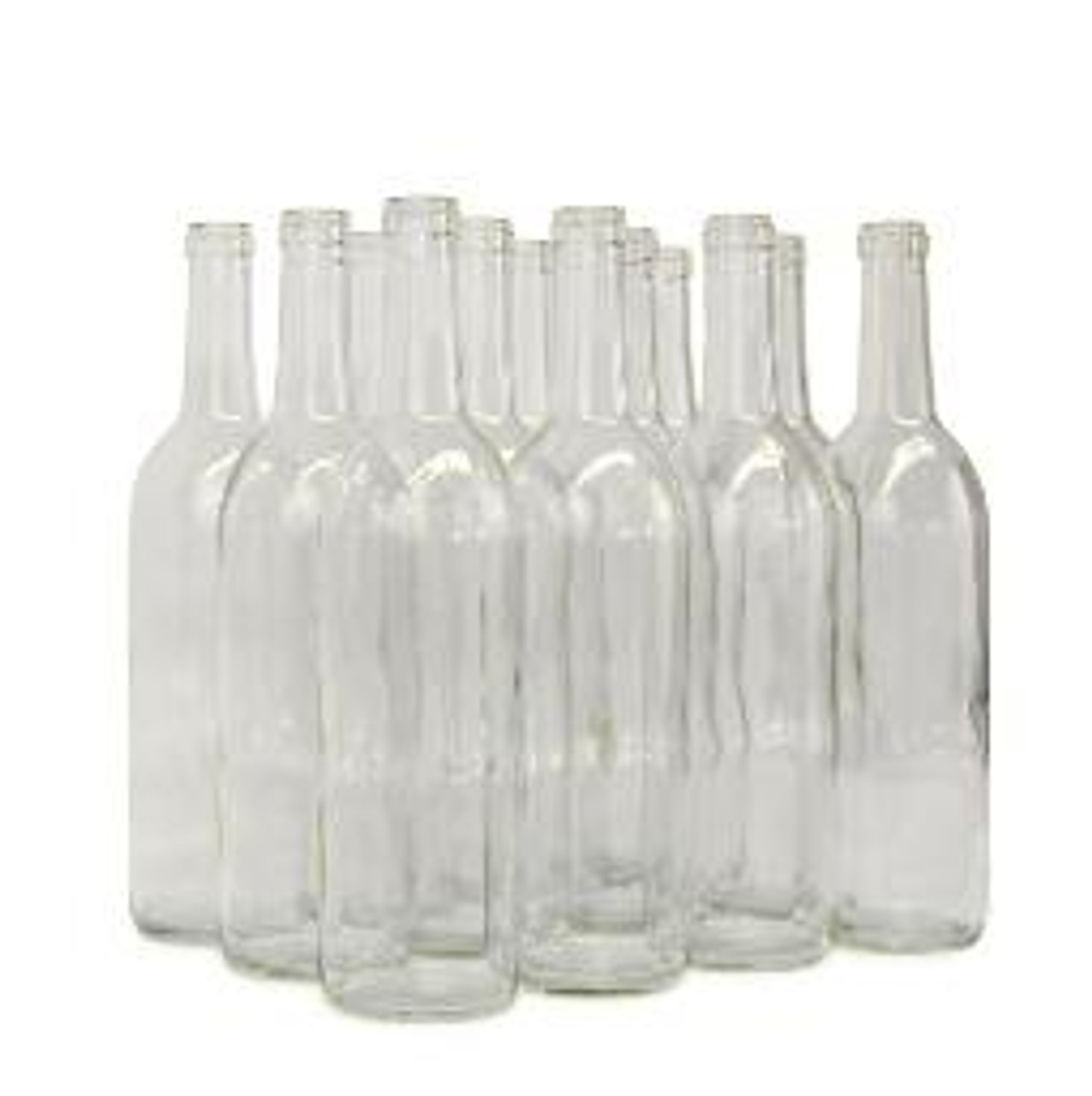 750 ml Clear Flat Bottom Claret/Bordeaux Screw Top Wine Bottles - Case of 12