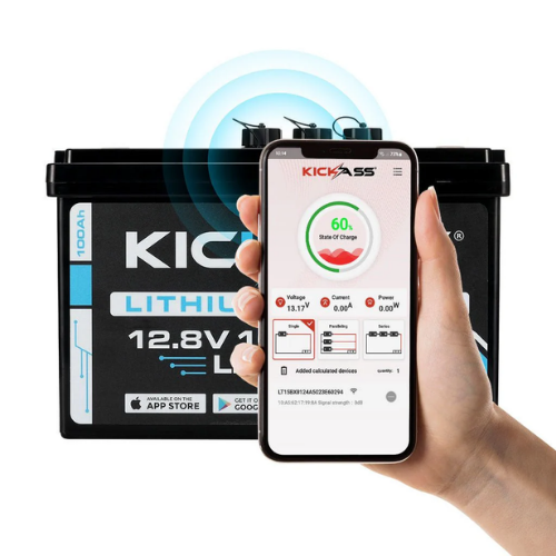 KickAss Smart 12V 100Ah Lithium Deep Cycle Battery LiFePO4