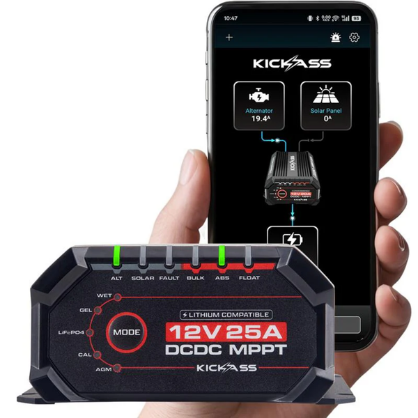 KickAss Smart 12V/24V 25A DCDC Charger With Solar MPPT + Integrated Bluetooth + Pre-Wired Anderson