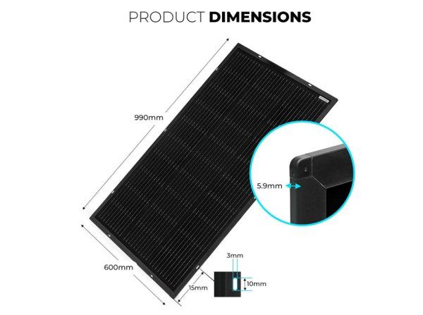 KickAss 12V 110W Ultra Slim Fixed Glass Solar Pan