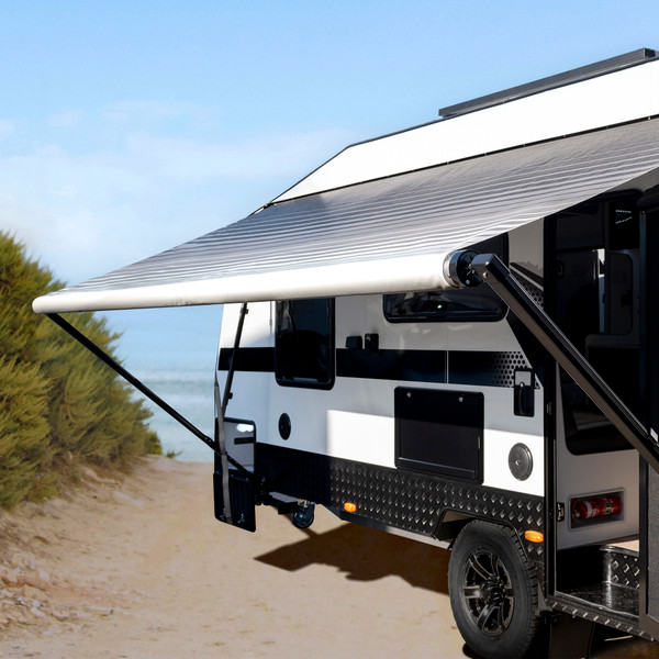 Aussie Traveller Sunburst Eclipse Roll Out awnings 19' - Black