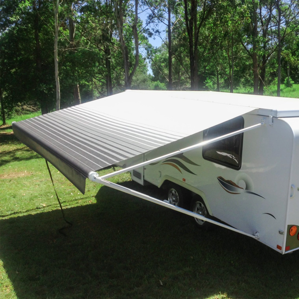 Aussie Traveller Sunburst Eclipse Roll Out Awning Curved Frameset - White