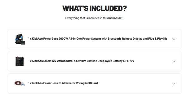KickAss PowerBoss Canopy Base Kit with 230Ah Slimline Lithium Battery & Remote Display