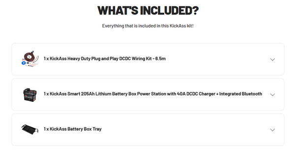 KickAss Smart 205Ah Lithium Battery Box Premium Dual Battery Kit with Tray & Plug & Play wiring 