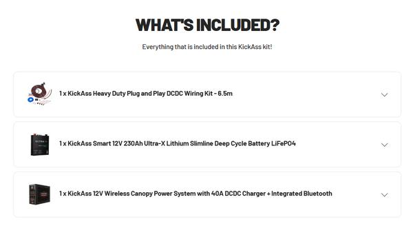 KickAss 12V Wireless Canopy Power System with Ultra-X Slimline Battery and Wiring kit