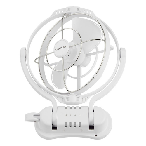 KickAss 12V / 24V 360°, 3 Speed Caravan Fan - White