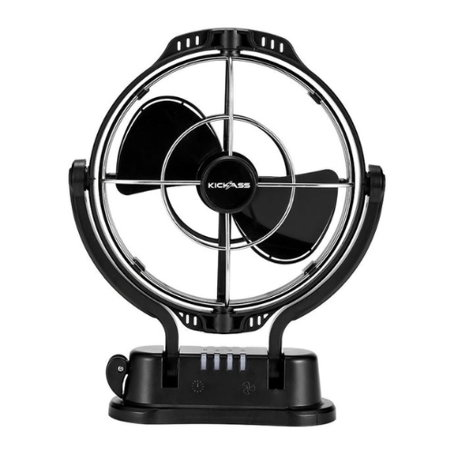 KickAss 12V / 24V 360°, 3 Speed Caravan Fan - Black