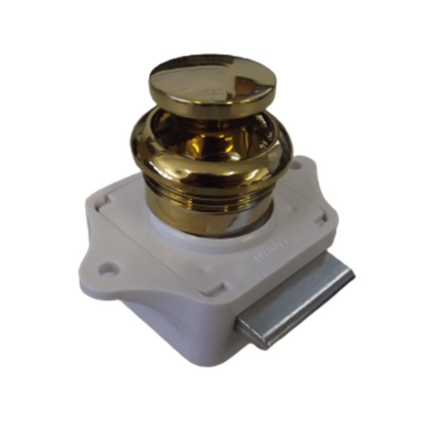 Brass Effect Push Lock Rosette Knob For Caravan, Motorhome, Cupboard - W4 Model 86302
