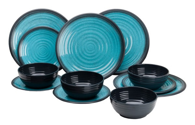 Dinner Set - Granite Aqua - 12 Piece Set