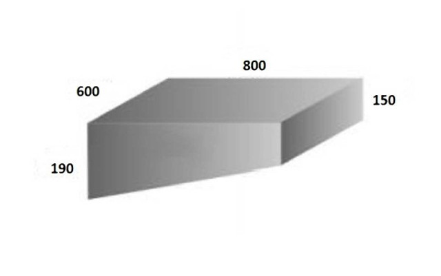 Water Tank - 71 Litre 800 x 600 x 190/150 (Refer Diagram)