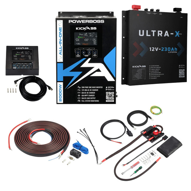 KickAss PowerBoss Canopy Base Kit with 230Ah Slimline Lithium Battery & Remote Display