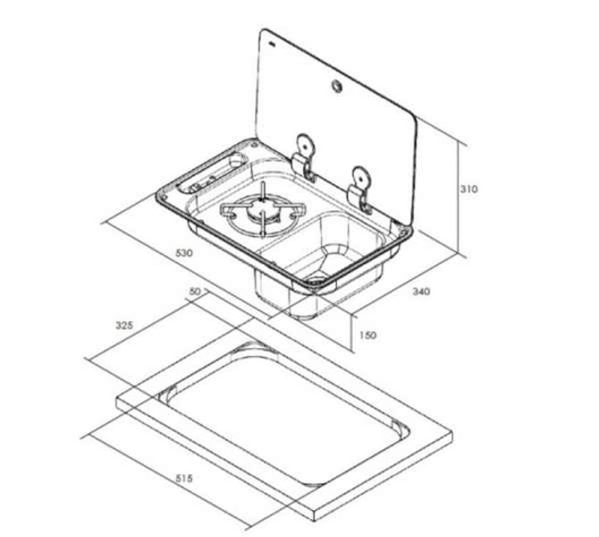 CAN Single Burner Gas Hob & RH Sink