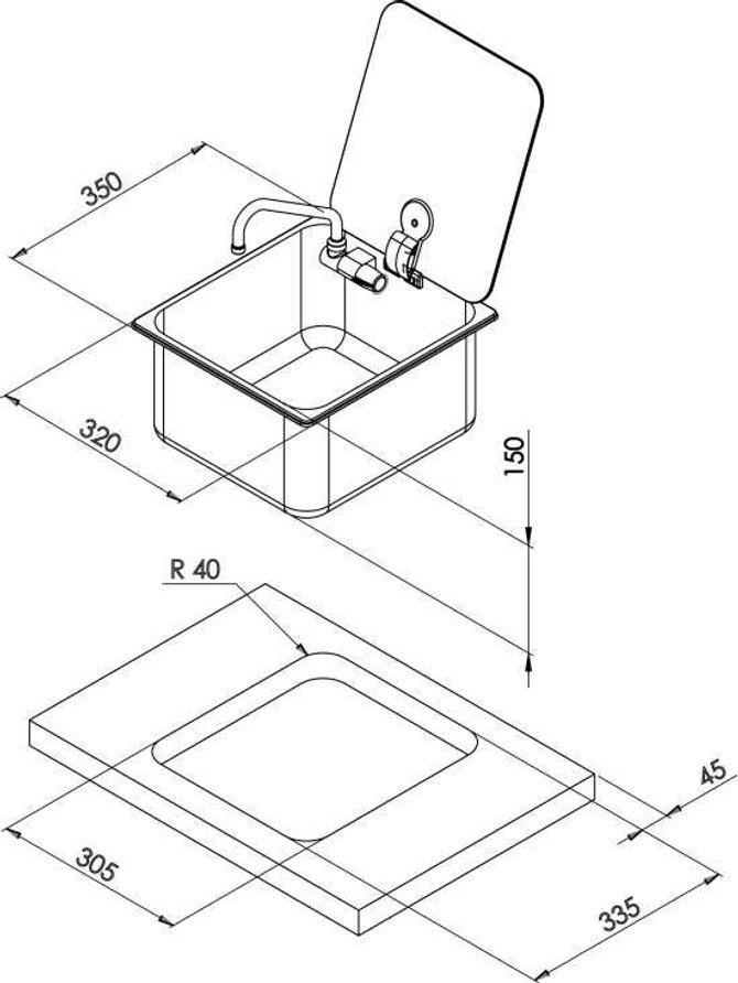 CAN Sink With Glass Lid & Folding Mixer