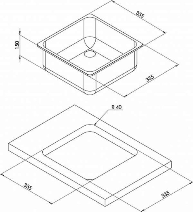 CAN Square Semi-Polished Stainless Steel Sink