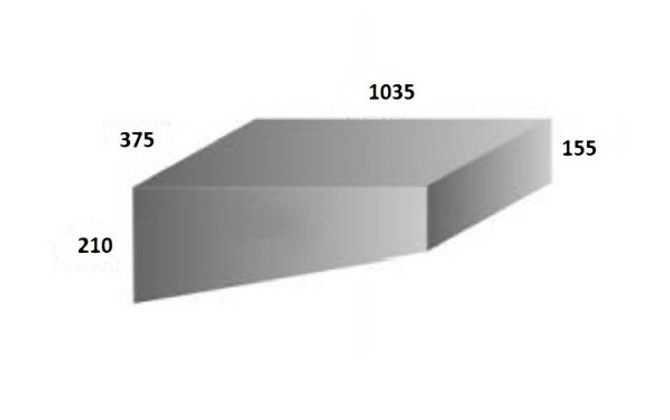 Water Tank - 68 Litre - 1035 x 375 x 210/155 (Refer Diagram)