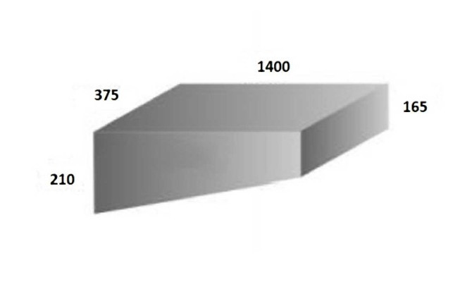 Water Tank - 86 Litre - 1400 x 375 x 210/165 (Refer Diagram)