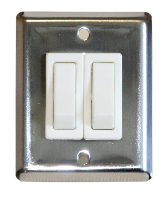 Twin Wall Switch & Plate - Stainless Steel