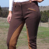 Two Tone Jodhpurs Choco Brown n Light Brown with Self Seat Knee Patch