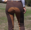 Two Tone Jodhpurs Choco Brown n Light Brown with Self Seat Knee Patch