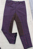 Maroon Check Breeches W/ Brown Suede Full Seat